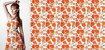 14008v Materiał ze wzorem pomarańczowy motyw geometryczny inspirowany marmurem